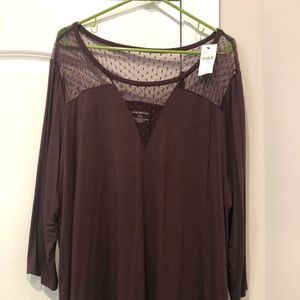 3/4 sleeve Lane Bryant wine colored shirt